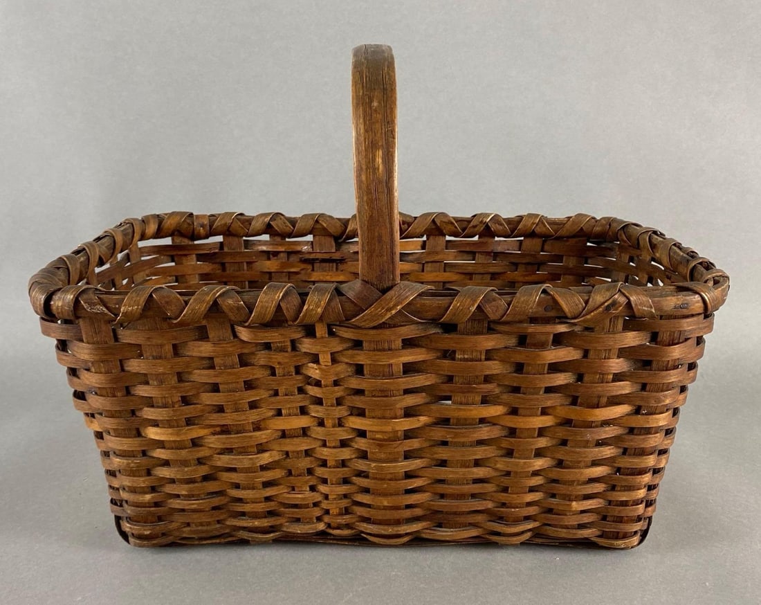 August Meyer Antique Wood Splint Weave Gathering Basket (1 of 6)