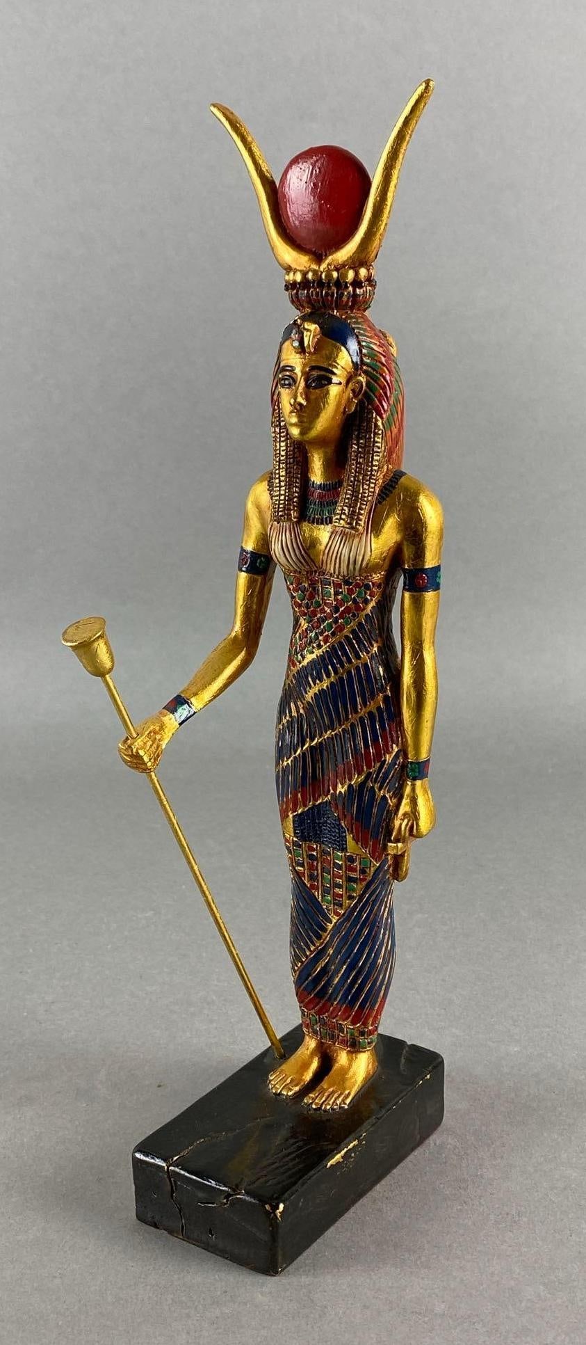 AGI Egyptian Goddess Isis Painted Ceramic Statue (1 of 7)