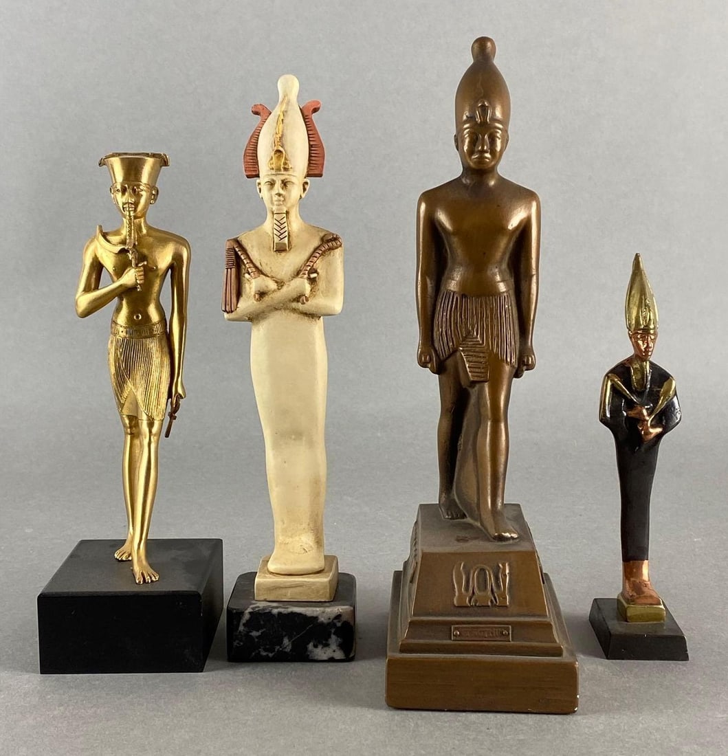 Group of 4 Egyptian Pharaoh Cast Statues (1 of 4)