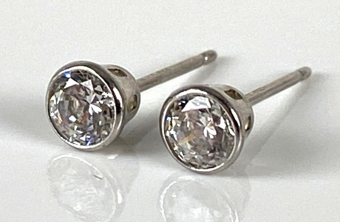 Pair of ZRW 14K White Gold Gemstone Stud Earrings (1 of 4)