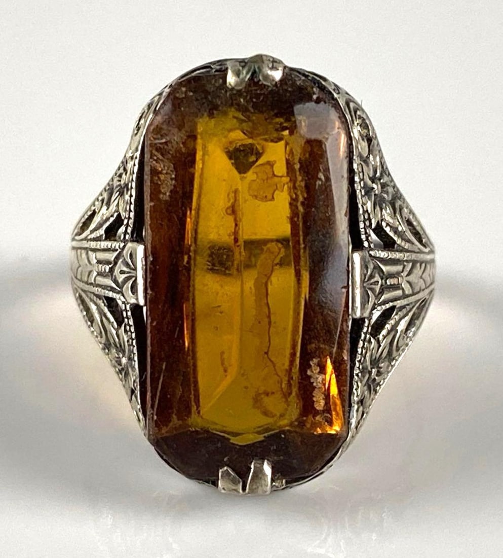 Sterling Silver Amber Gemstone Ring (1 of 6)