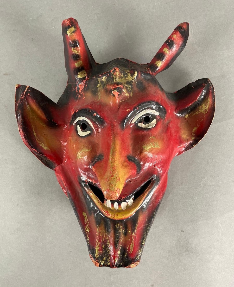 Vintage Paper Mache Devil Halloween Mask (1 of 3)