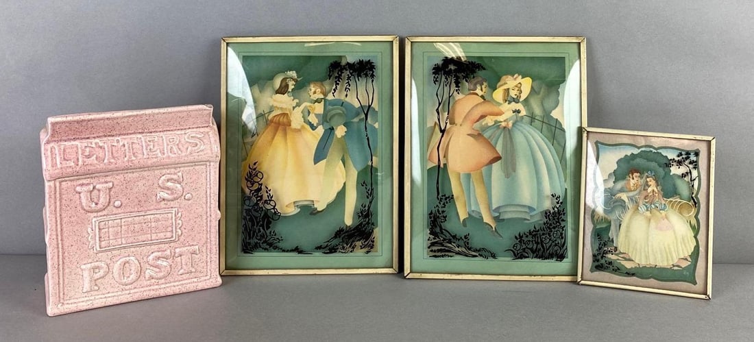 Group of 4 Prints and Pottery Letter Box (1 of 4)