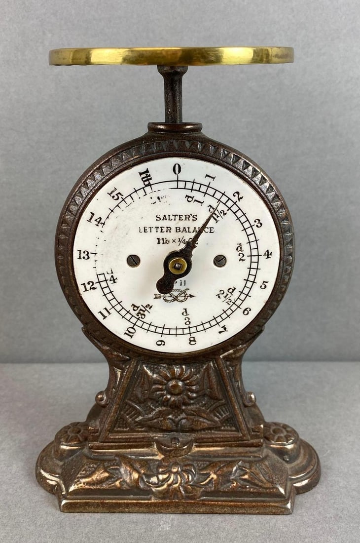 Antique Salters Letter Balance Cast Iron Scale with Copper Finish: Measures 6 3/4 x 4 3/4 x 4