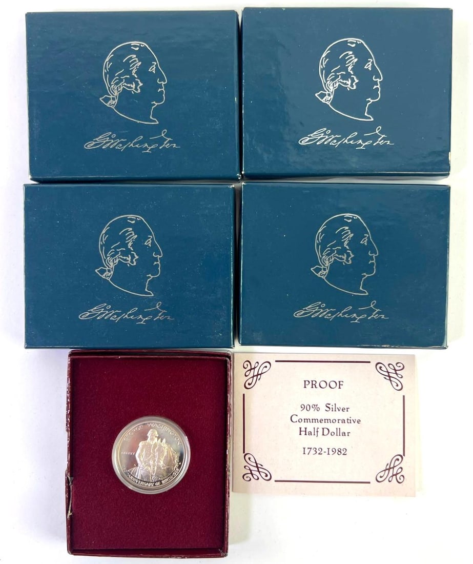 Group of 5 George Washington Silver Half Dollars (1 of 2)