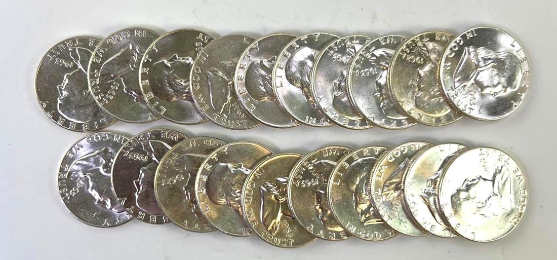 Gem BU Roll of 20 1963 Franklin Silver Dollars (1 of 1)