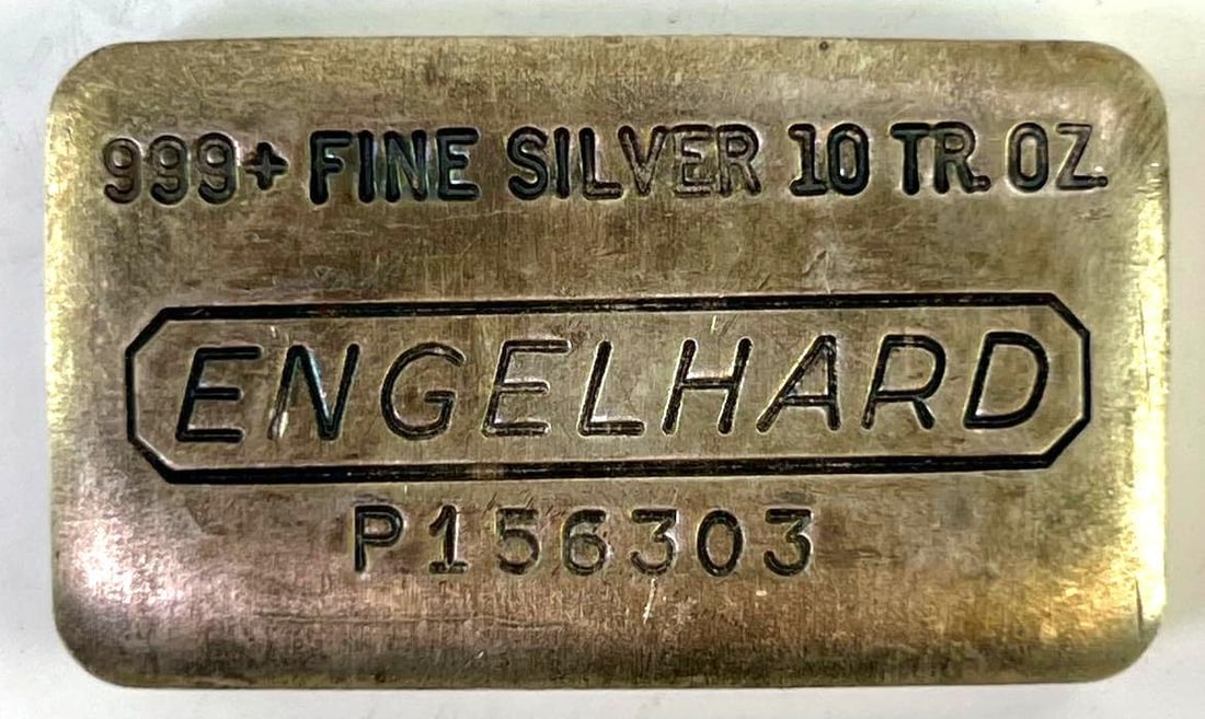 Rare Early Engelhard Loaf 10 oz .999 Fine Silver Bar (1 of 1)
