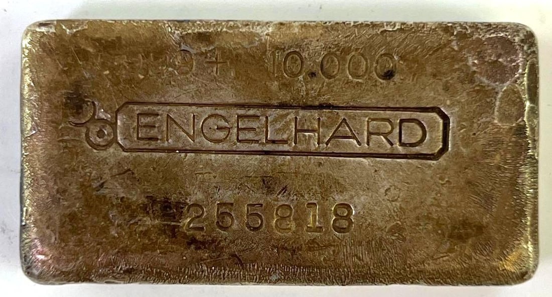 Rare Bulls Eye Early Engelhard Loaf 10 oz .999 Fine Silver Bar (1 of 2)