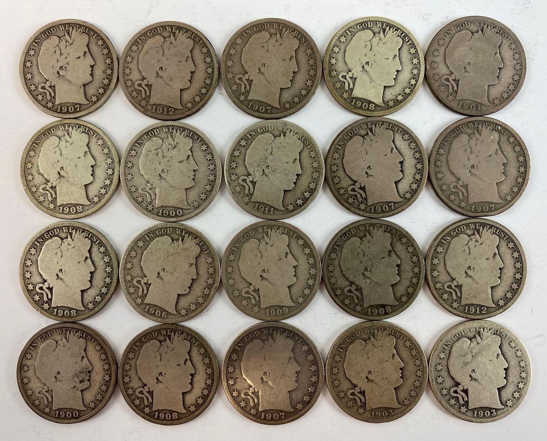Group of 20 Barber Silver Half-Dollars (1 of 2)
