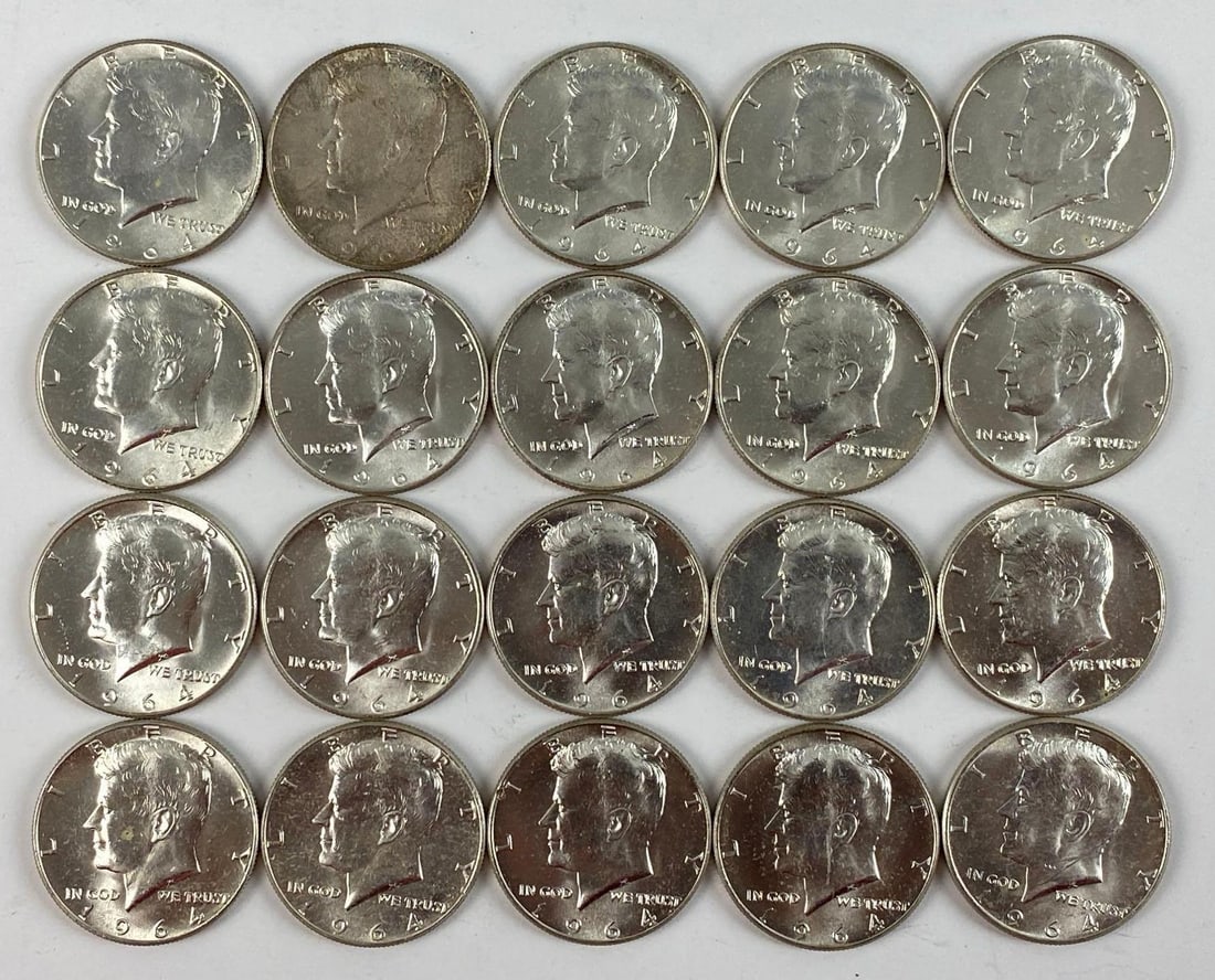 Group of 20 1964 Kennedy Silver Half Dollars (1 of 2)