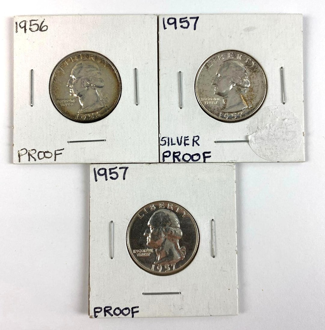 Group of 3 1950s Silver Proof Quarters (1 of 2)