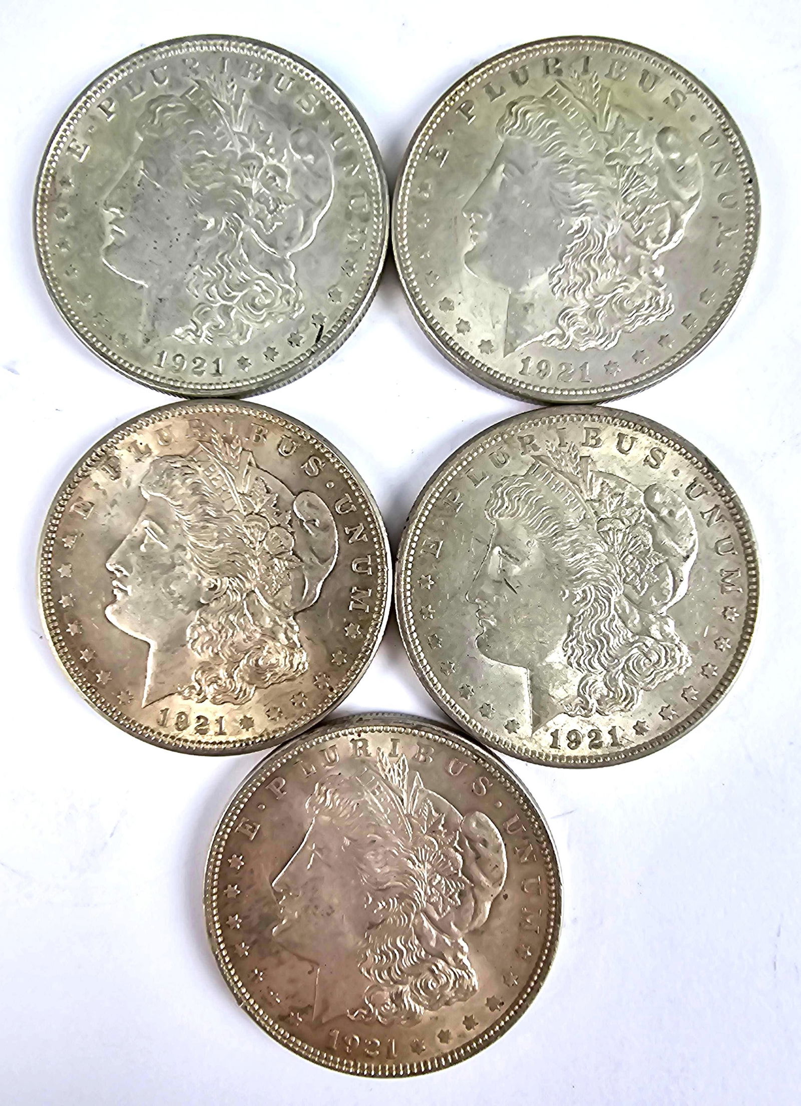 Group of 5 1921 US Morgan Silver Dollars (1 of 2)