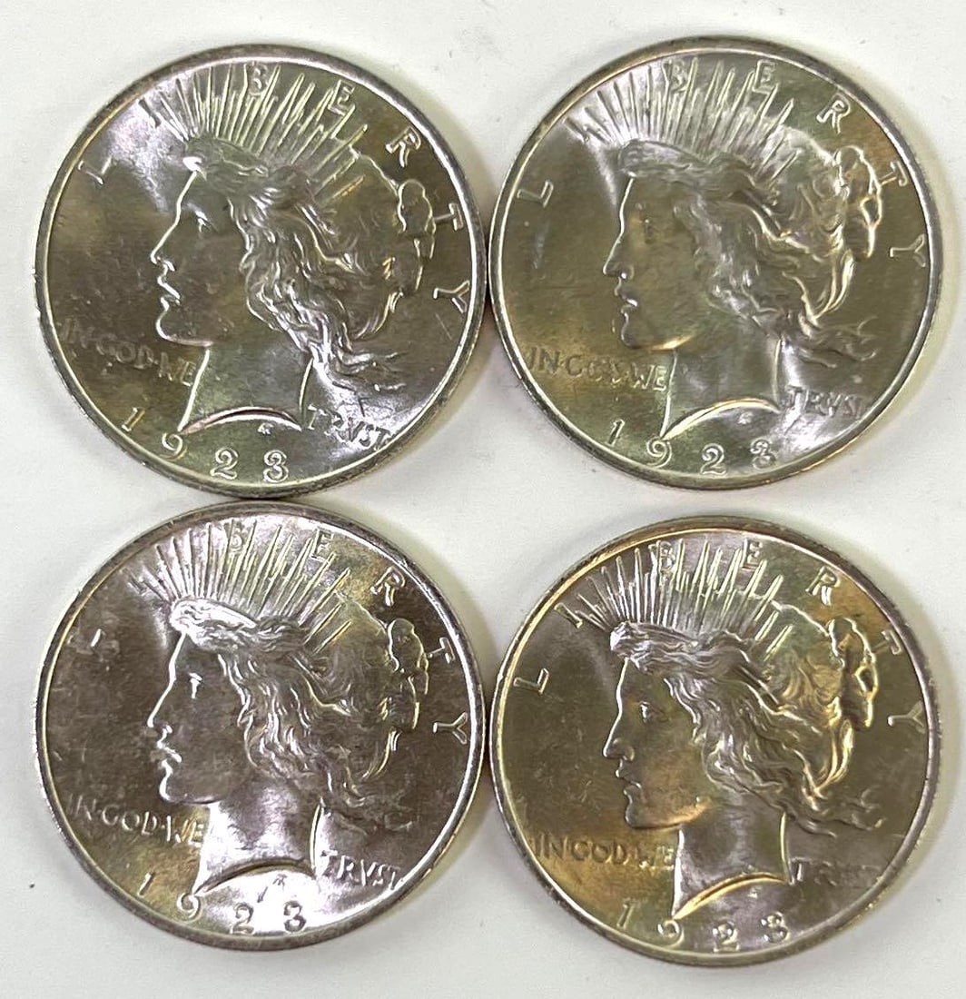 Group of 4 BU 1923 US Peace Silver Dollars (1 of 2)