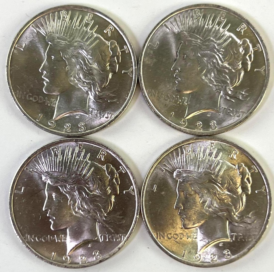 Group of 4 BU 1923 US Peace Silver Dollars (1 of 2)