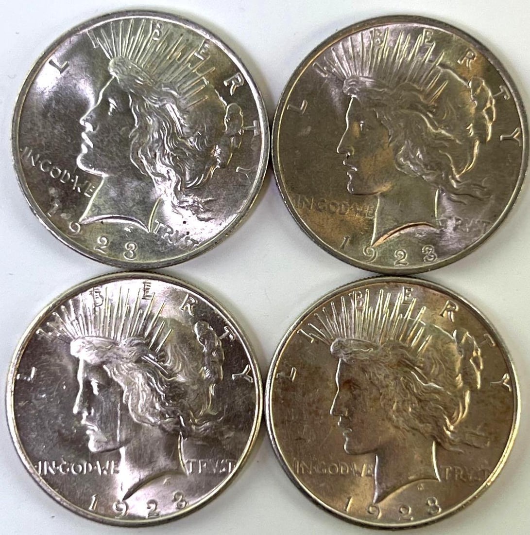 Group of 4 BU 1923 US Peace Silver Dollars (1 of 2)