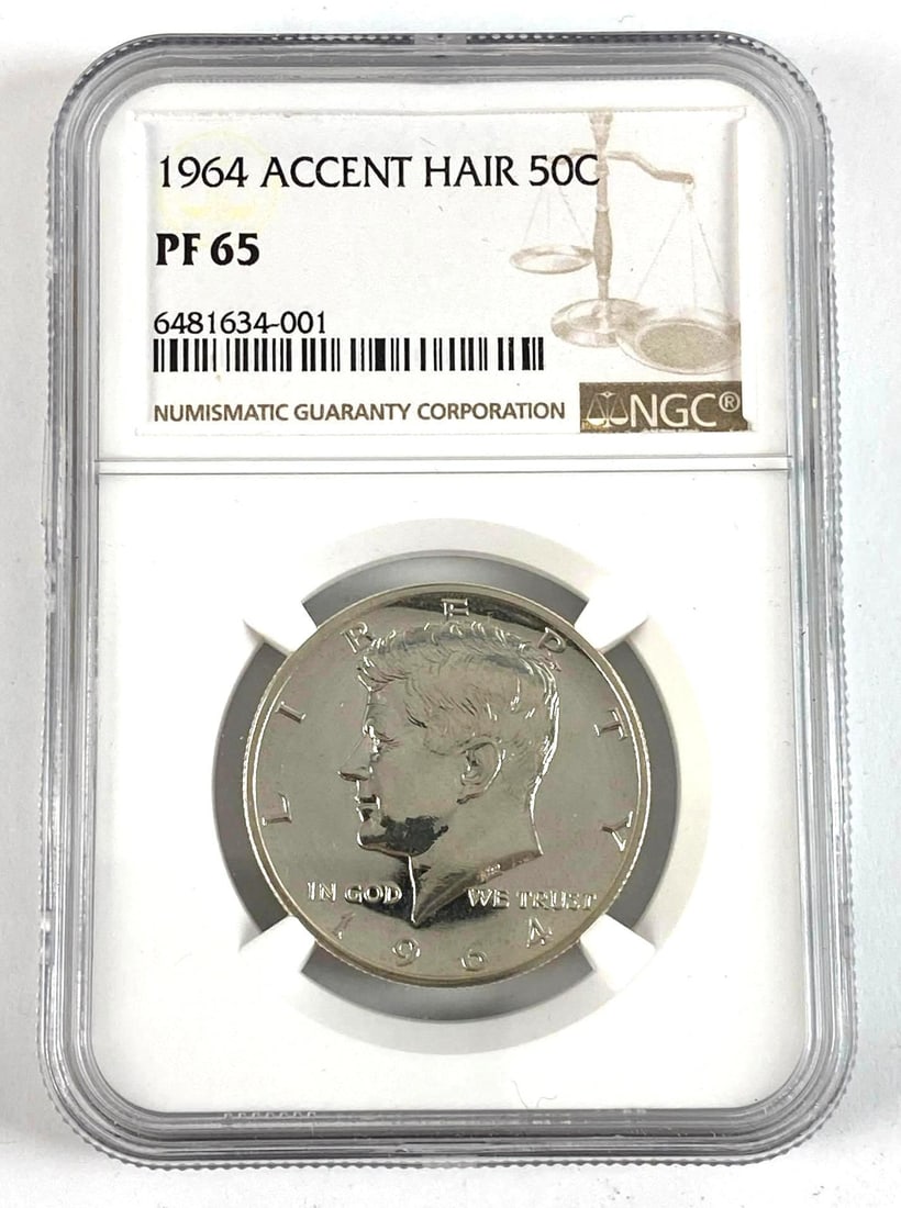 1964 Kennedy Accented Hair Silver Half Dollar PF65: 1964 Kennedy Silver Half Dollar