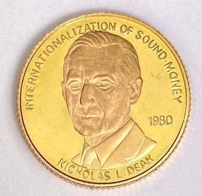 RARE Gold Standard $5 1980 Nicholas L. Deak 1/20th oz. Pure Gold Round (1 of 2)