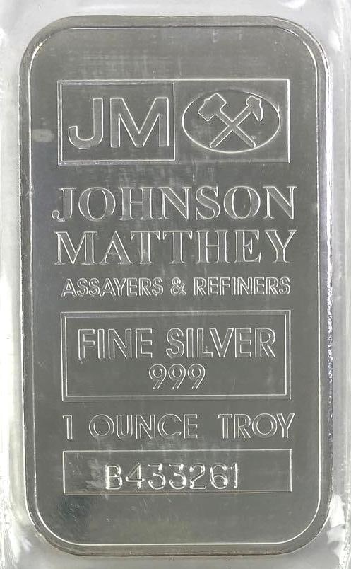 Johnson Matthey Vertical 1oz. 999 Fine Silver Ingot / Bar (1 of 2)