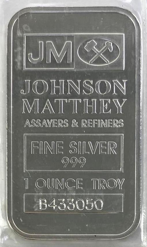 Johnson Matthey Vertical 1oz. 999 Fine Silver Ingot / Bar (1 of 2)