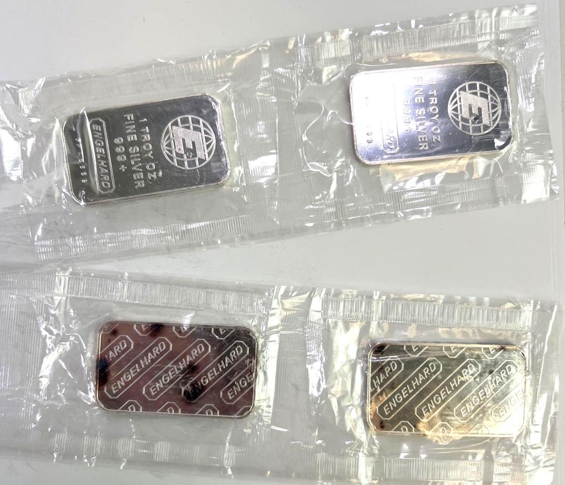 RARE Group of 10 Englehard 1 oz .999 Fine Silver Bars in Original Plastic Consecutive Serial Numbers (1 of 2)