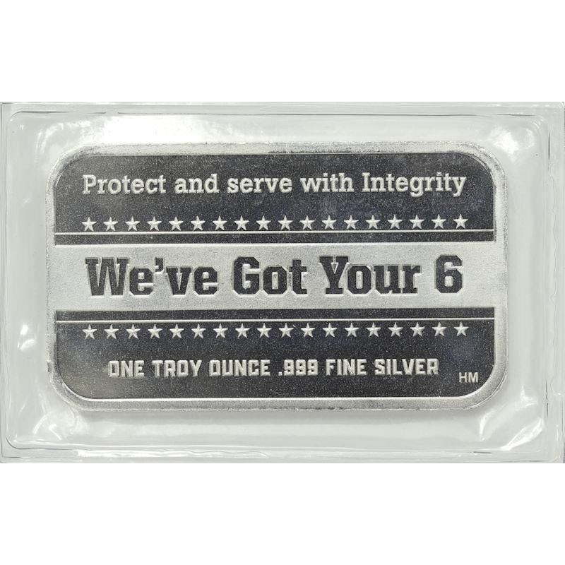 Back the Blue Police 1 oz .999 Fine Silver Bar "We've got your 6" (1 of 2)