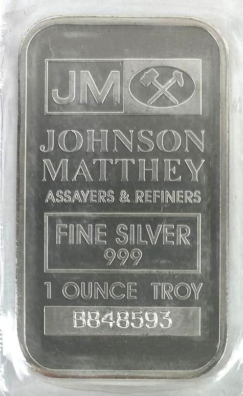 Johnson Matthey Vertical 1oz. 999 Fine Silver Ingot / Bar (1 of 2)