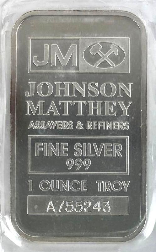 Johnson Matthey Vertical 1oz. 999 Fine Silver Ingot / Bar (1 of 2)