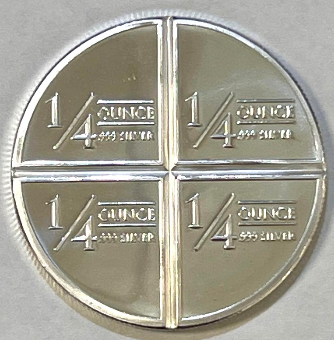 Super Cool Stagecoach Silver 1oz .999 Fine Silver Round with 1/4 oz Divisible (1 of 2)