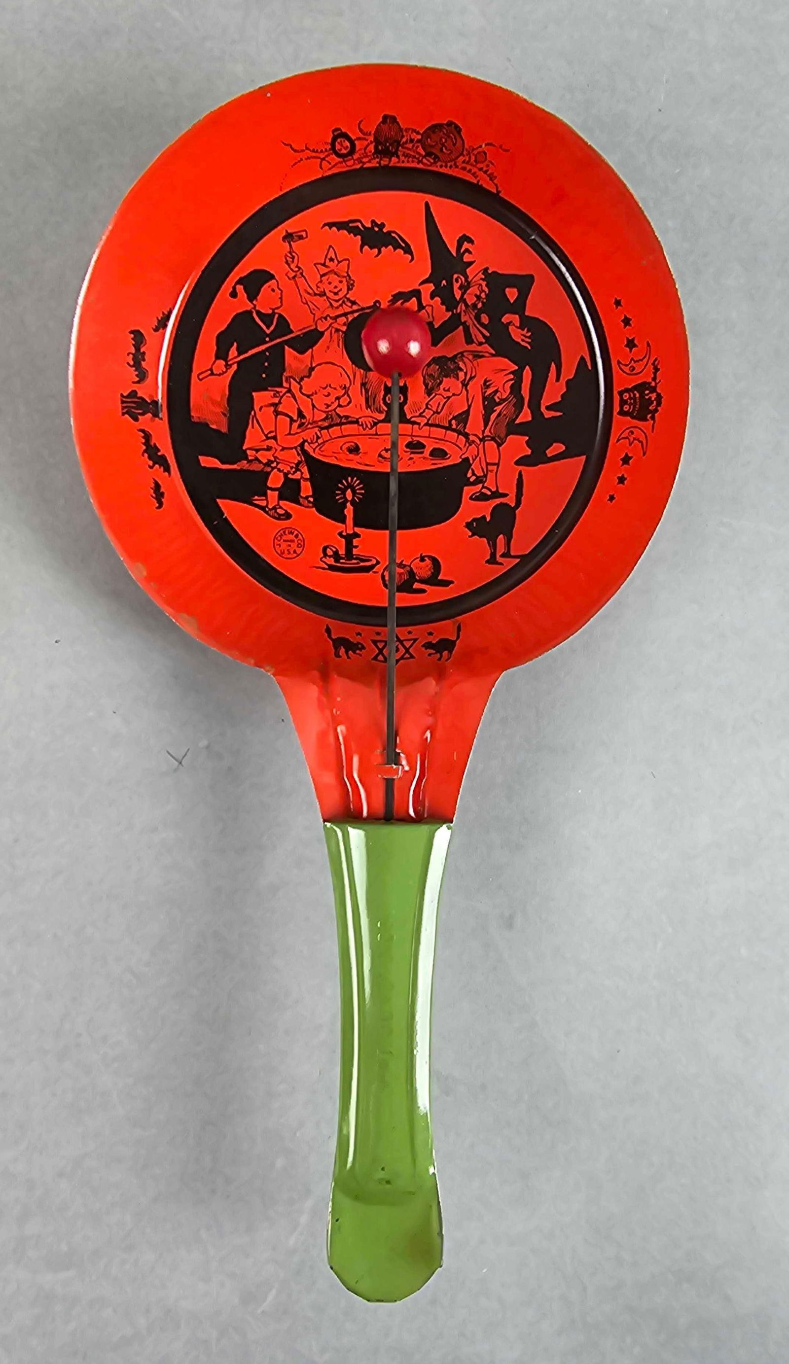Vintage J. Chein & Co Childrens Halloween Noise Maker: Measures 10 3/4 x 5 1/2 x 4 inches