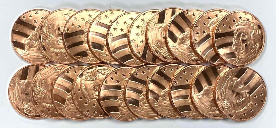 Roll of 20 1 oz Copper Donald Trump Rounds: 20 Total Ounces in the original tube!