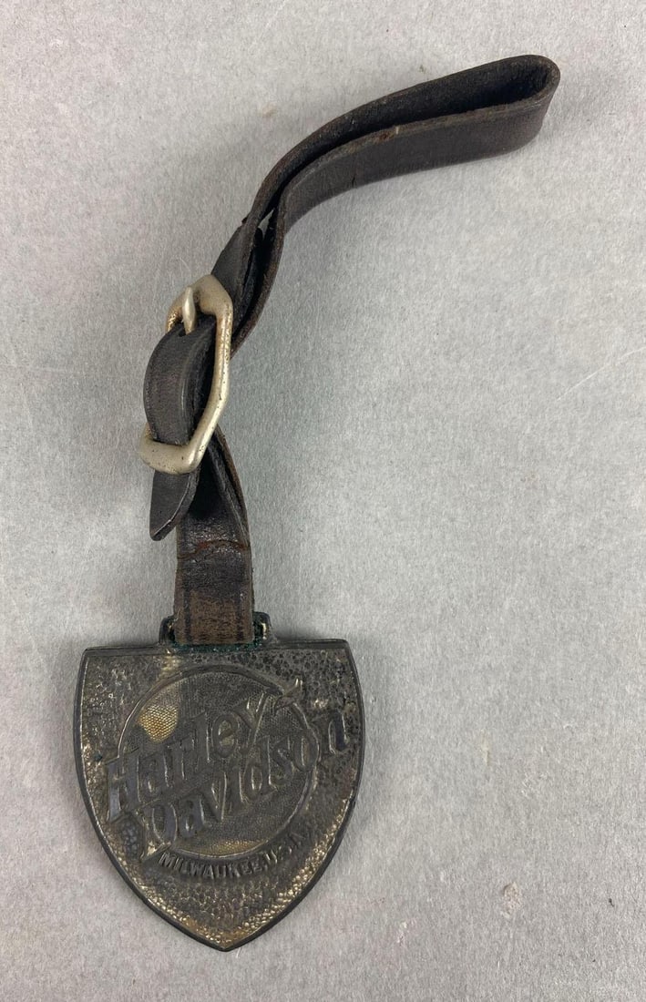 Vintage Harley Davidson Pocket Watch Fob: Made by Schwaab S&S, measures 4 1/2 x 1 1/2 inches