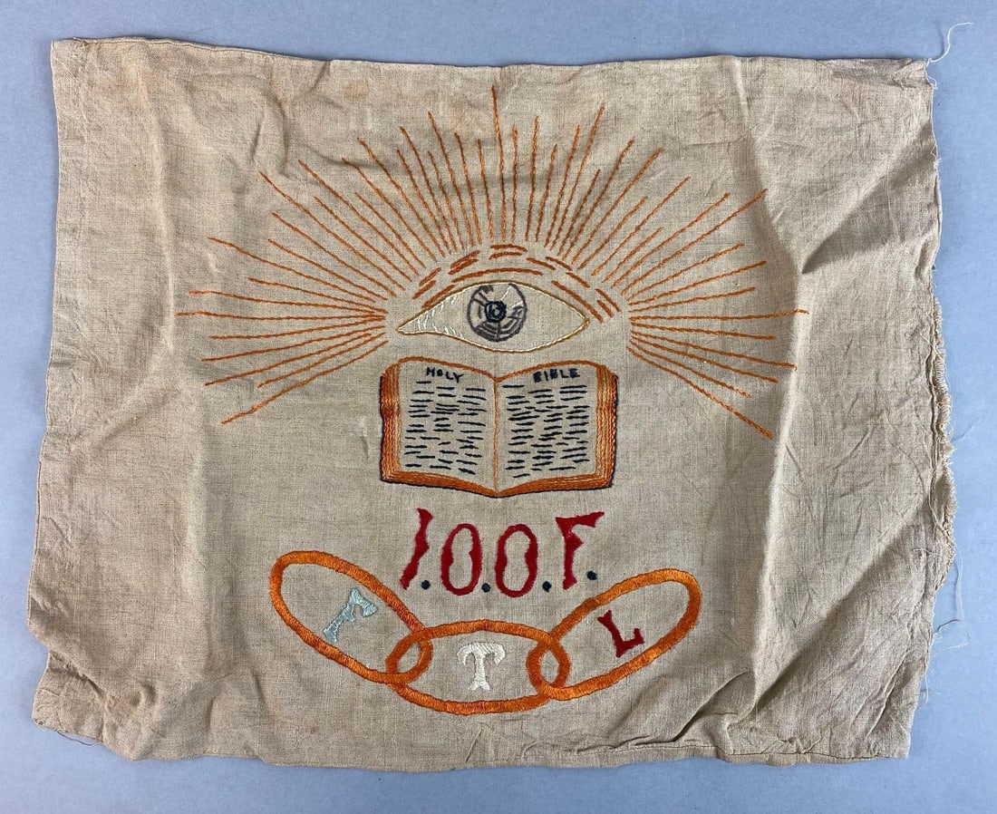 International Order of Odd Fellows Embroidered Flag: Measures 17 x 22 inches