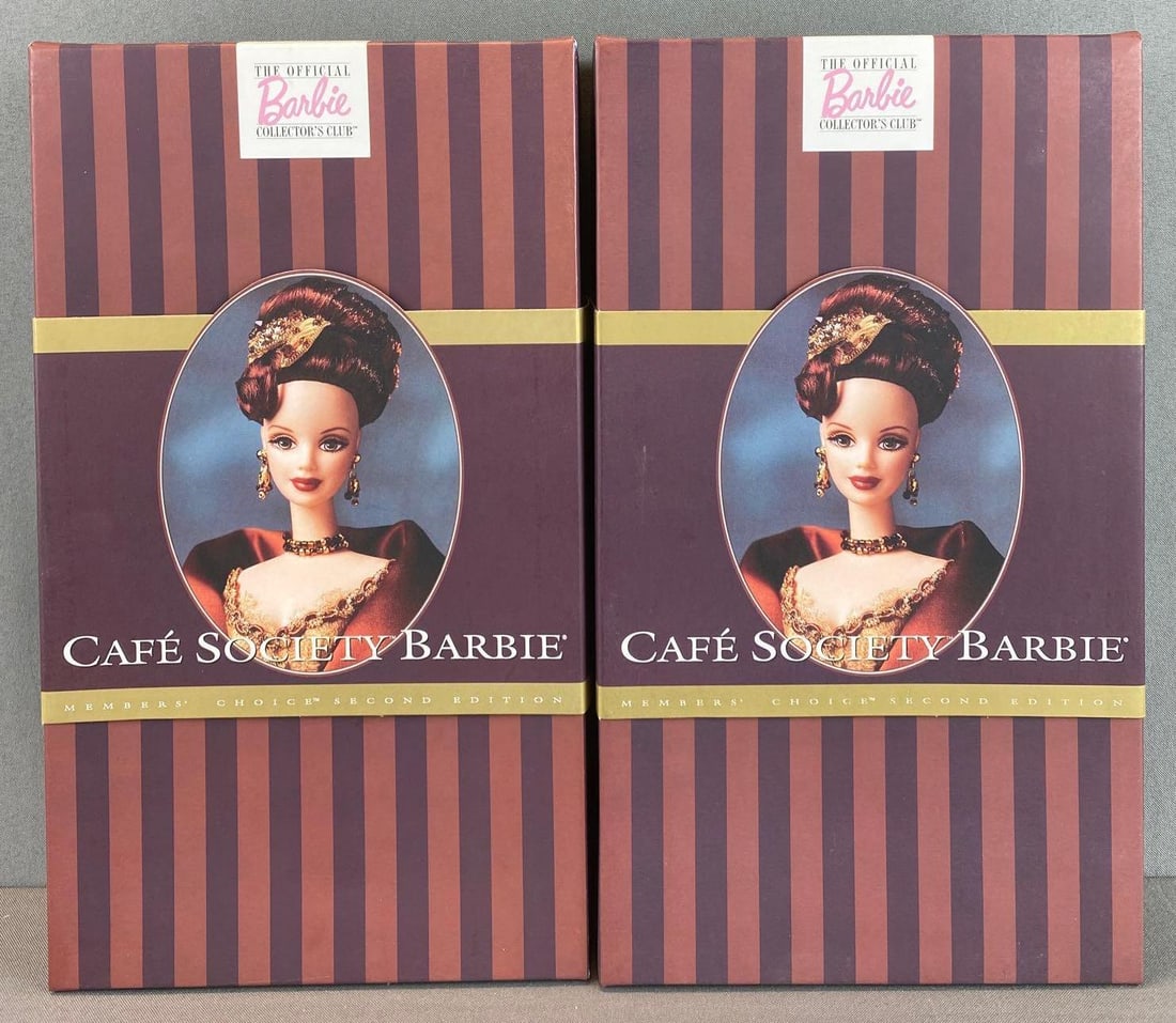2 Mattel Barbie Cafe Society Fashion Dolls: 1997, members choice second edition, new in original box, 11 1/2 inches tall