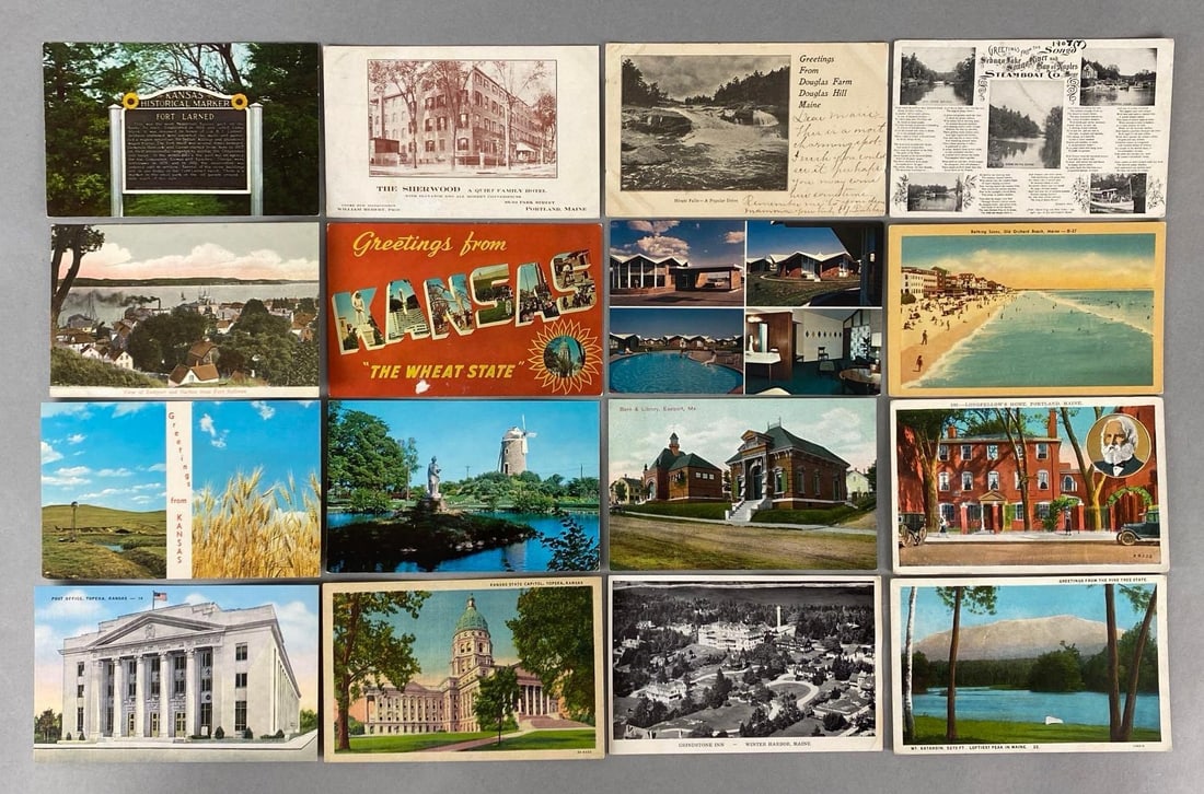Postcards - 600+ Kansas and Maine (1 of 4)