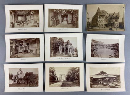 Group of 9 Antique Albumen Photographs: Includes The coliseum in time, mt. Saint Michael, Scott’s tomb and more, largest photo measures 7 x 5 inches