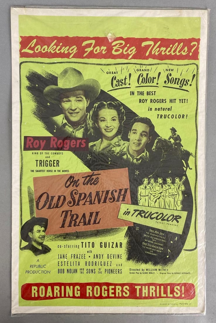 1947 Roy Rogers On The Old Spanish Trail Lithograph Poster (1 of 5)