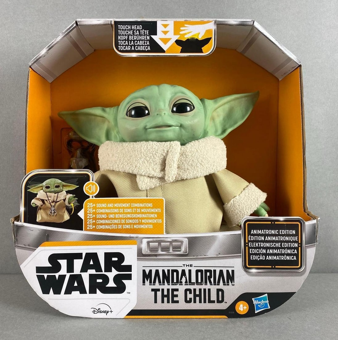 Hasbro Star Wars The Mandlorian The Child Electronic Toy: Animatronic Edition, like new in original box, measures 10 x 10 5 Inches