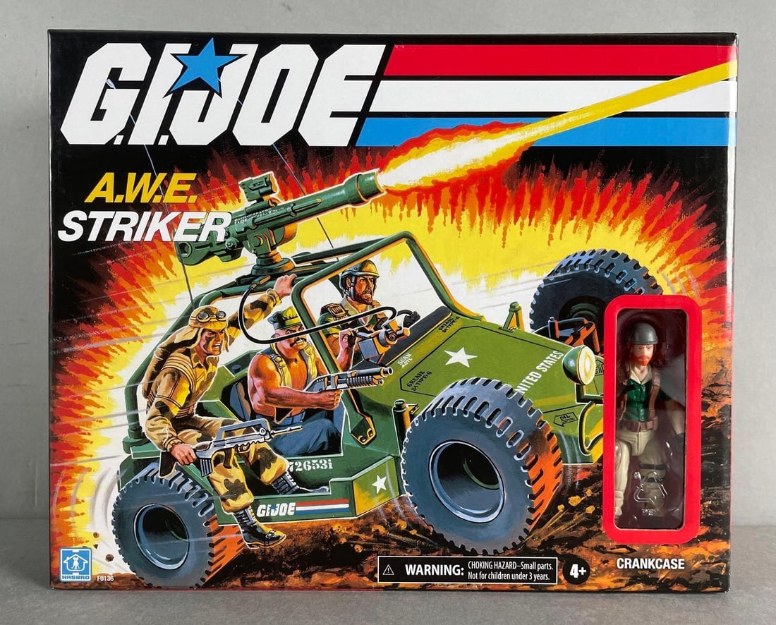 Hasbro G.I. Joe A.W.E. Striker Vehicle: Sealed original packaging measures 9 x 11 x 3 1/2 inches
