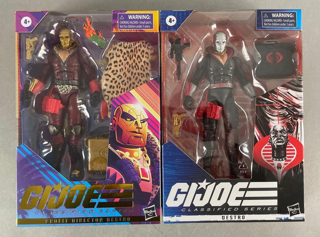 Group of 2 Hasbro G.I. Joe Classified Series Action Figures: Includes destro and profit director destro. Original packaging measures 9 x 6 x 2 inches