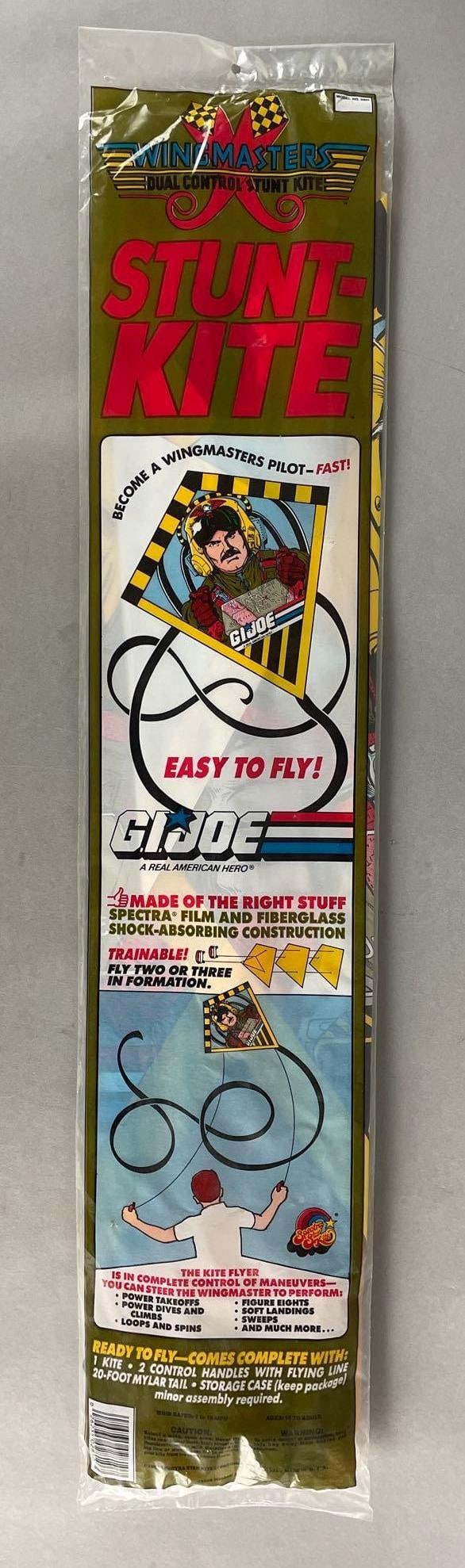 Wingmasters G.I. Joe Sgt. Savage Stunt Kite: 1986 original packaging measures 34 x 7 inches