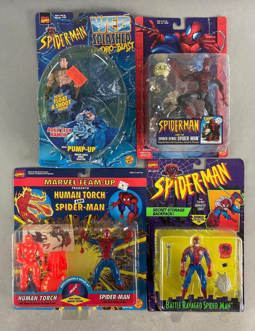 Group of 4 Toy Biz Marvel Comics Spider-Man Action Figures (1 of 2)