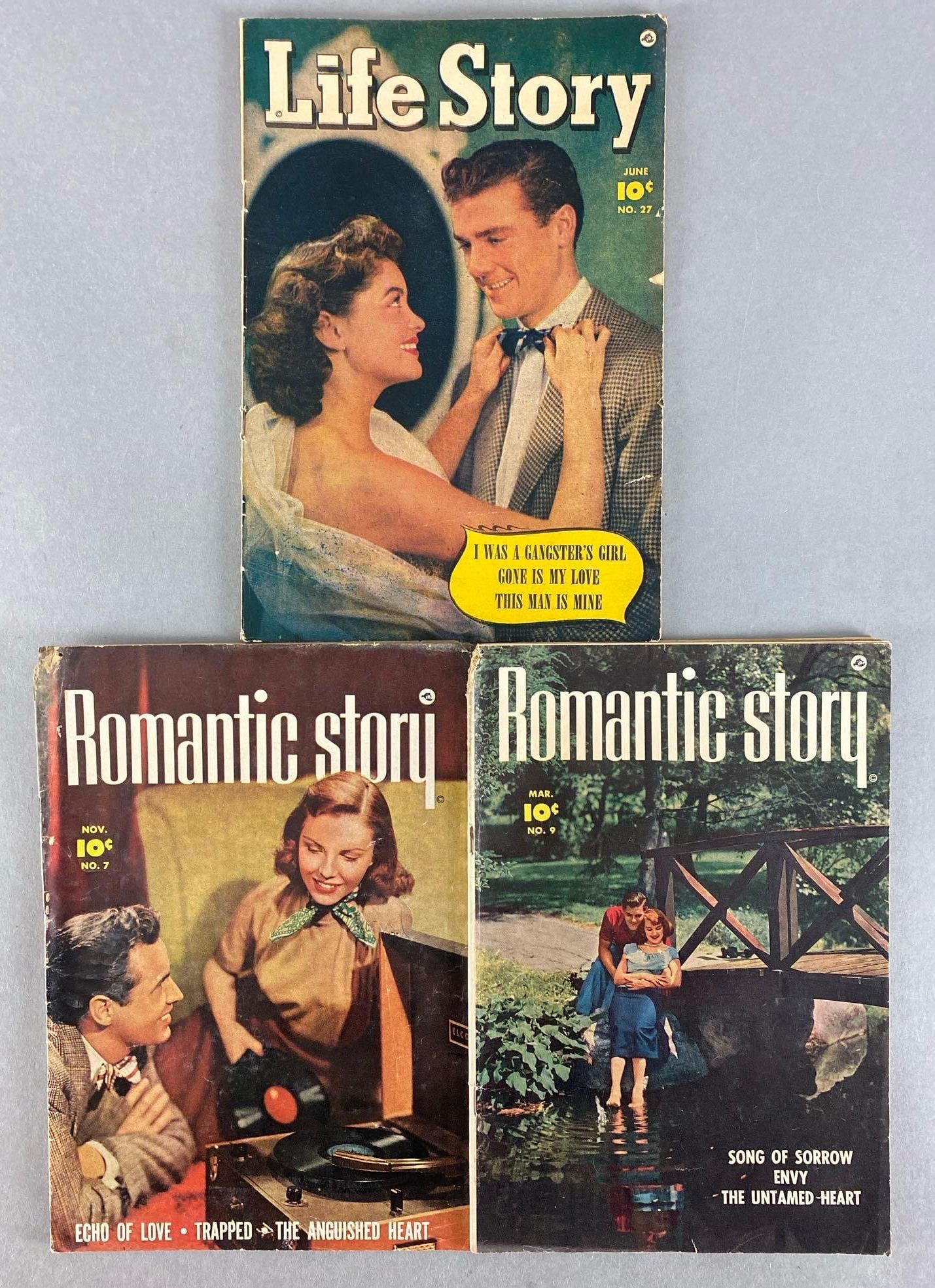 Group of 3 Fawcett Productions Romantic and Life Story Comic Books: November 1950 - June 1951, Golden Age, $.10, bagged and Boarded