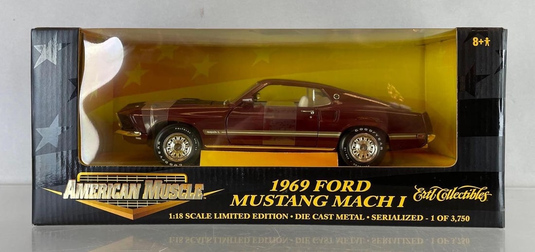 Ertl American Muscle 1969 Ford Mustang Mach I Die-Cast Car: Limited edition 1//3750, 1/18 scale