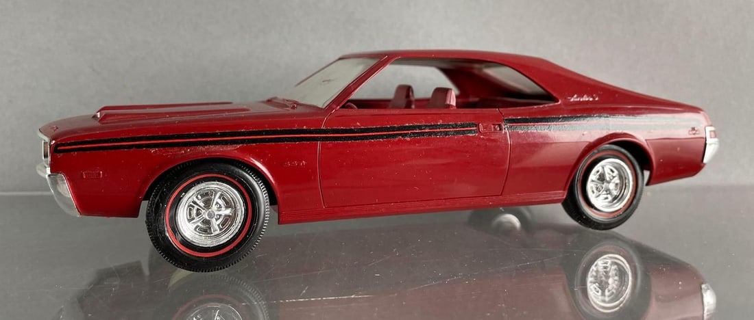 Johan 1969 AMC Javelin Red with Black Stripes Friction Dealership Promo Car: working Condition , 1/25 scale