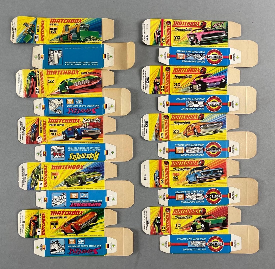 Group of 10 Matchbox I Type Boxes: Includes no. 13 Baja buggy