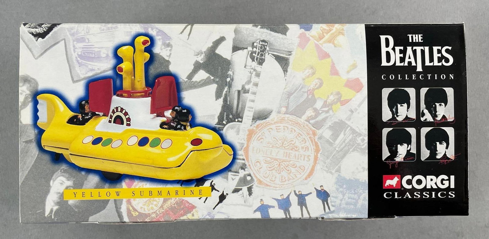 Corgi Classics The Beatles Yellow Submarine Die-Cast: Original packaging measures 4 x 9 1/4 x 2 1/2 inches