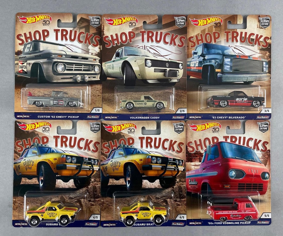 Group of 6 Mattel Hot Wheels Shop Trucks Die-Cast Vehicles (1 of 2)