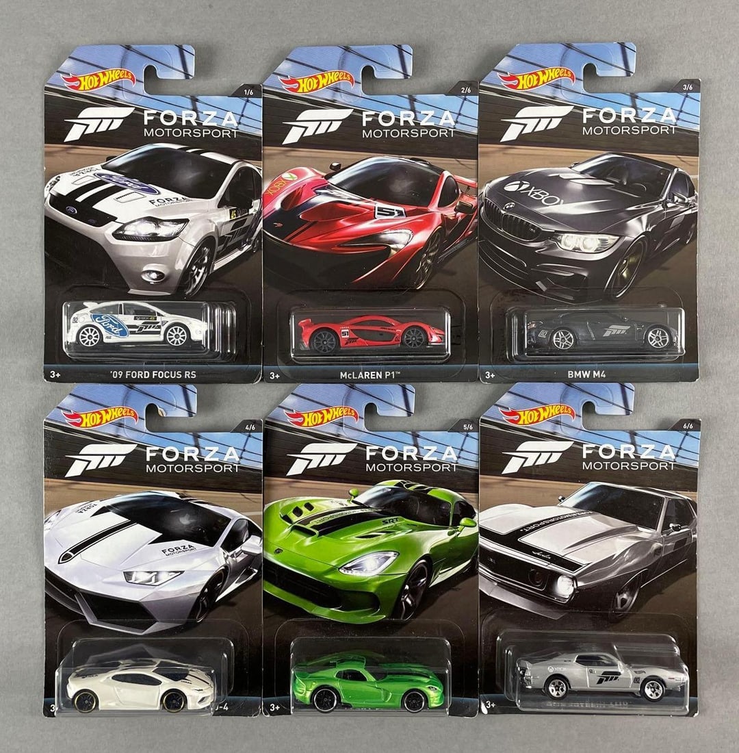 Set of 6 Mattel Hot Wheels Forza Motorsport Die-Cast Vehicles: Includes Lamborghini, bmw, McLaren, and more