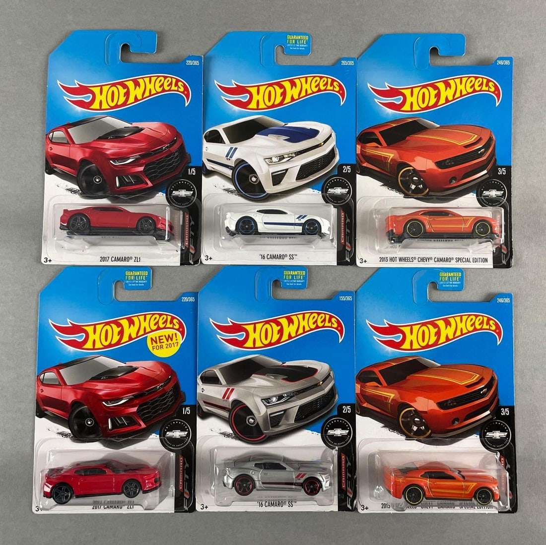 Group of 6 Mattel Hot Wheels Camaro Die-Cast Vehicles: 50th anniversary, incomplete set
