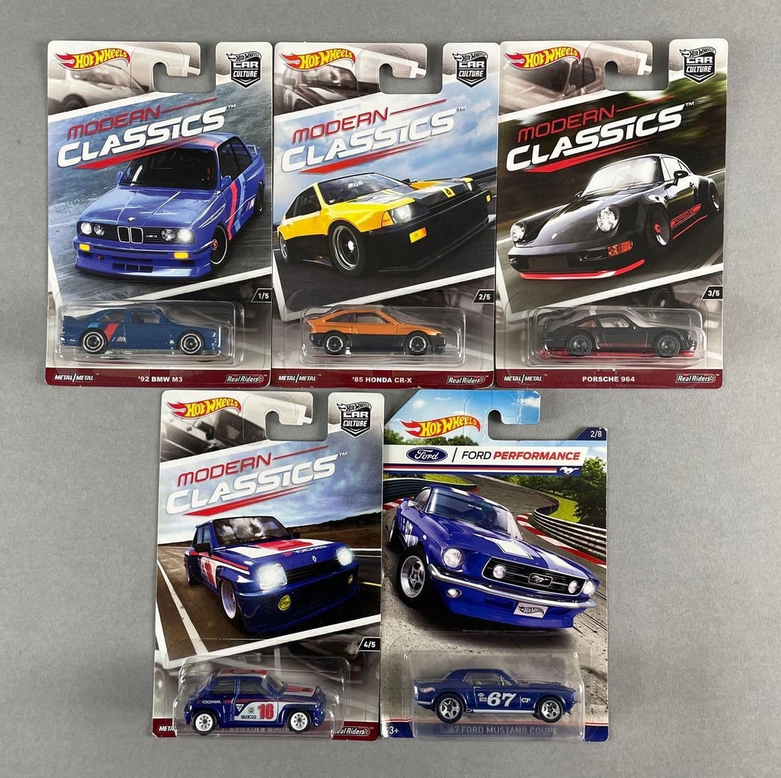 Group of 5 Mattel Hot Wheels Car Culture Modern Classics Die-Cast Vehicles: Includes ford performance 67 mustang